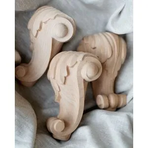 Furniture legs wooden with acanthus leaf